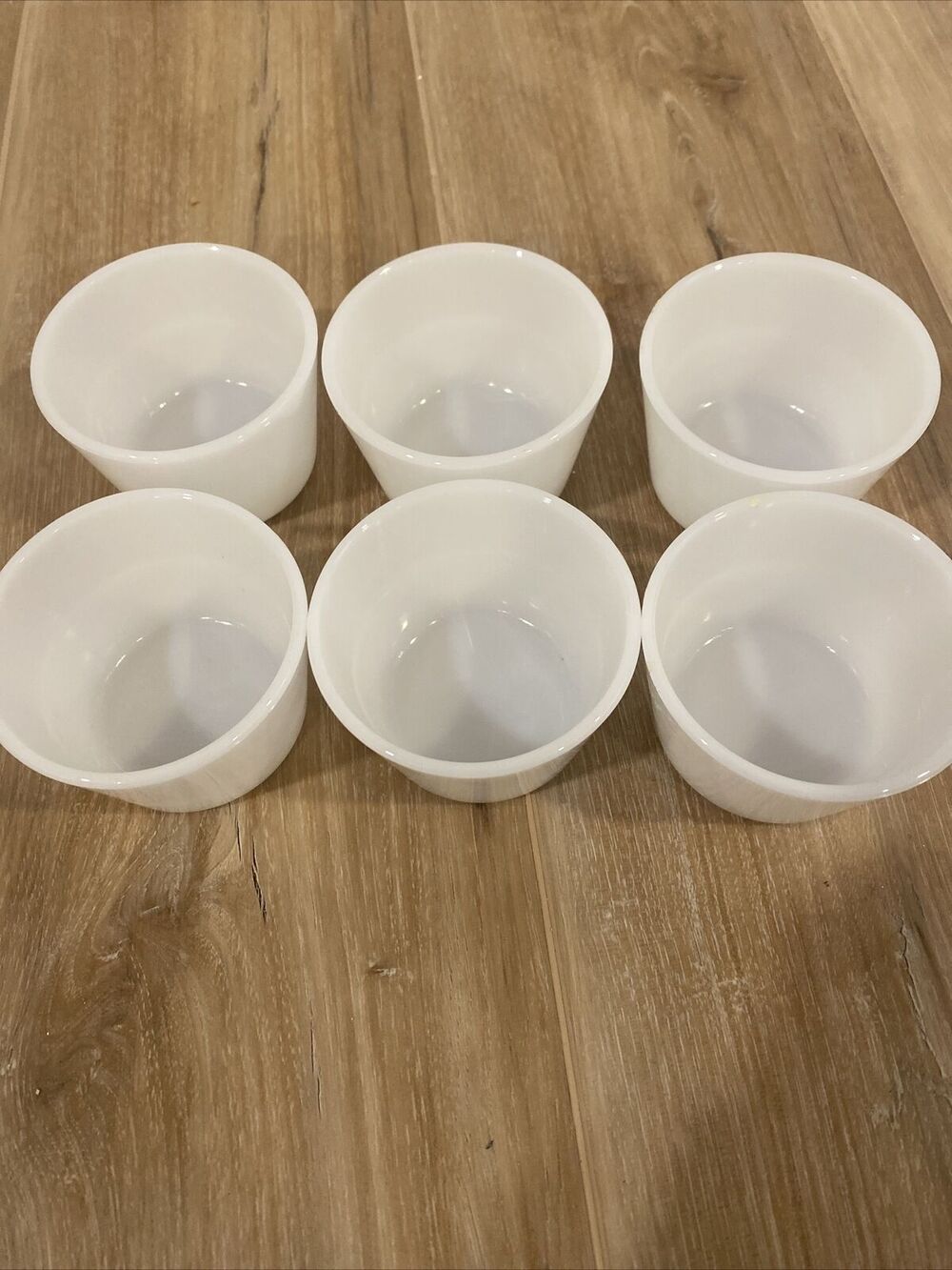 Glasbake Vintage White Glass Custard Cups Ramekin - Set of 6